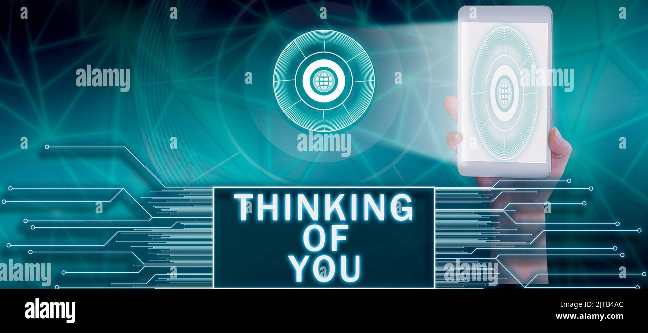 Handwriting text Thinking Of You. Concept meaning To have somebody on ...