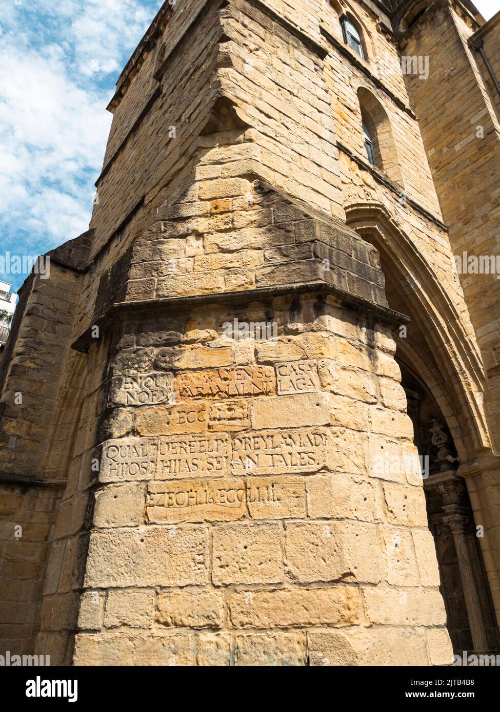 Portico detail of San Vicente church. San Sebastian, Spain. Stock Photo