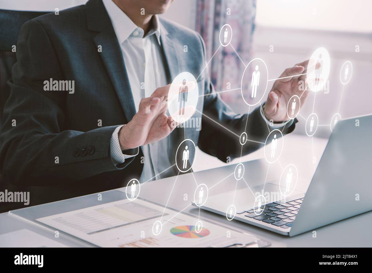 Business administrator in action of manpower or human resource planning
