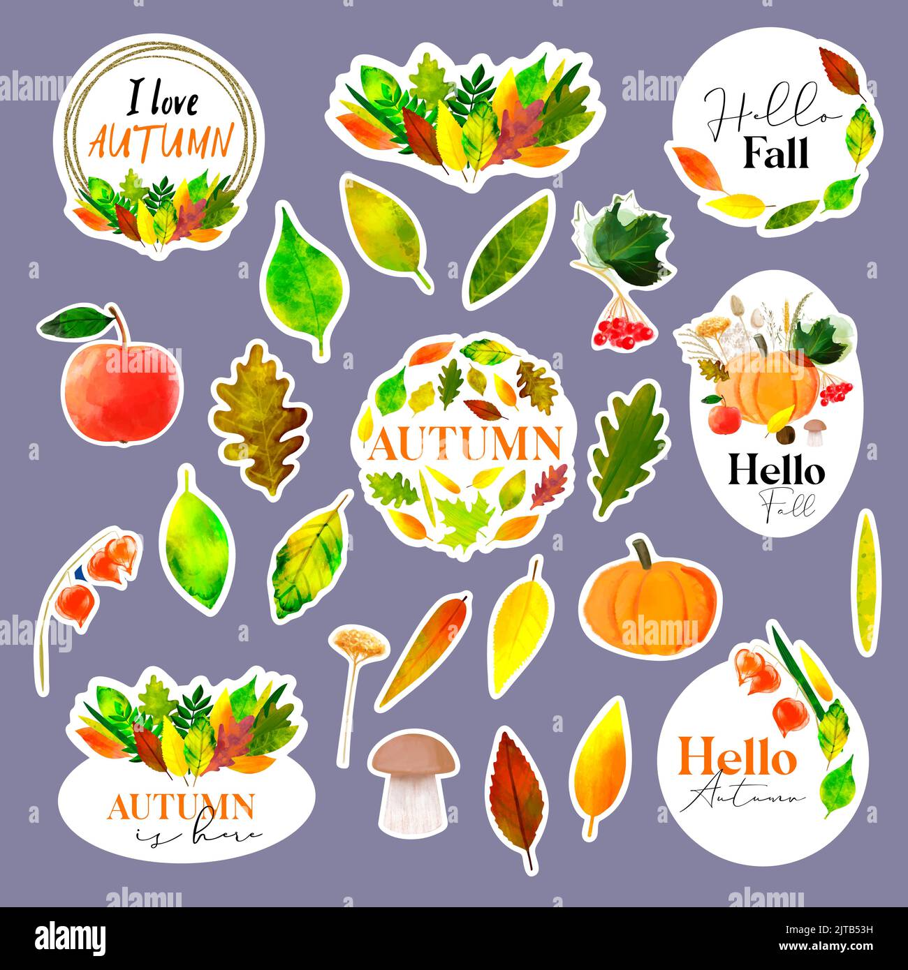 Hello autumn apple tree Stock Vector Images - Alamy