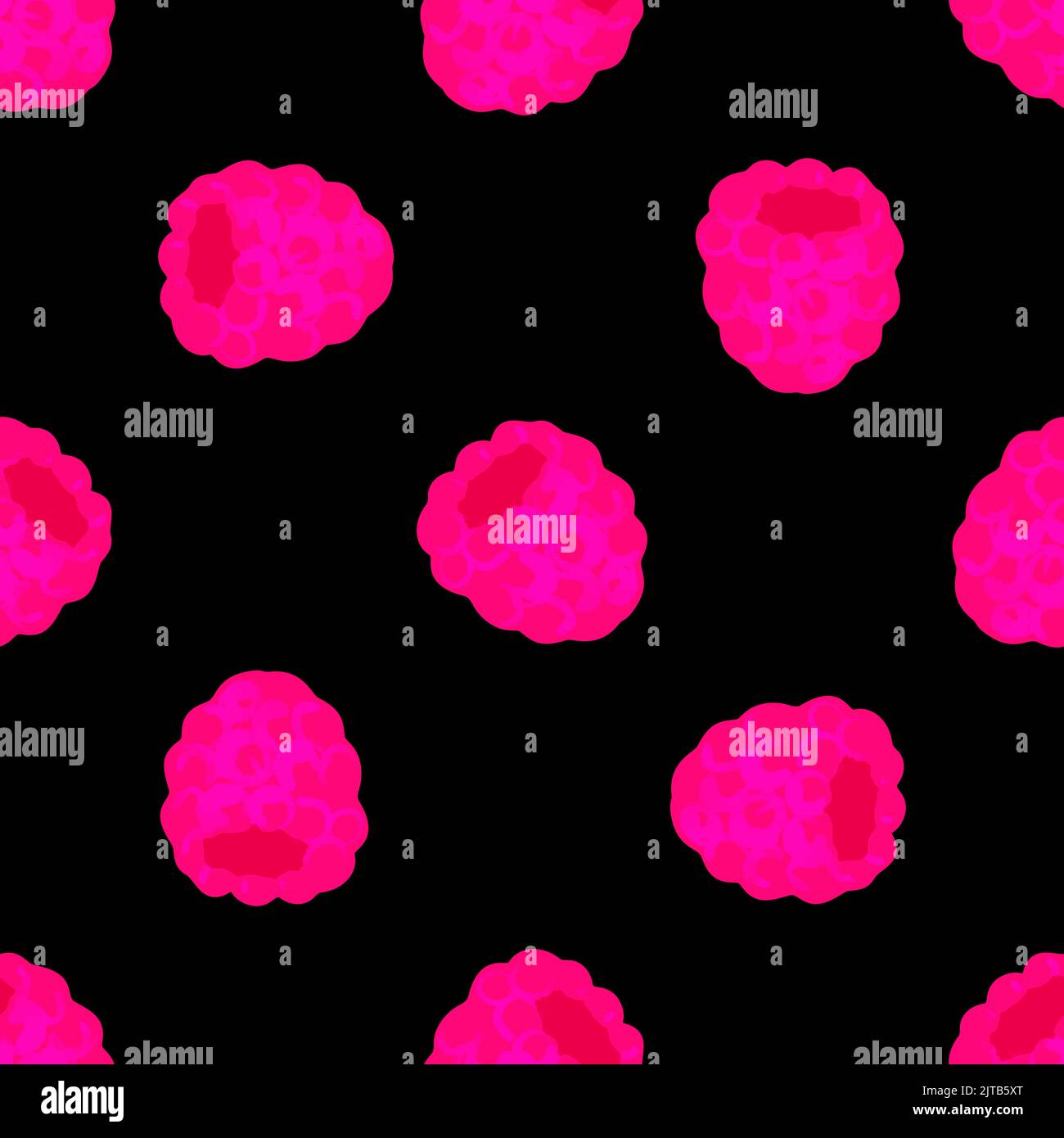 Sparkling Raspberry Pattern Seamless pattern with illustration of raspberry on a black background ...
