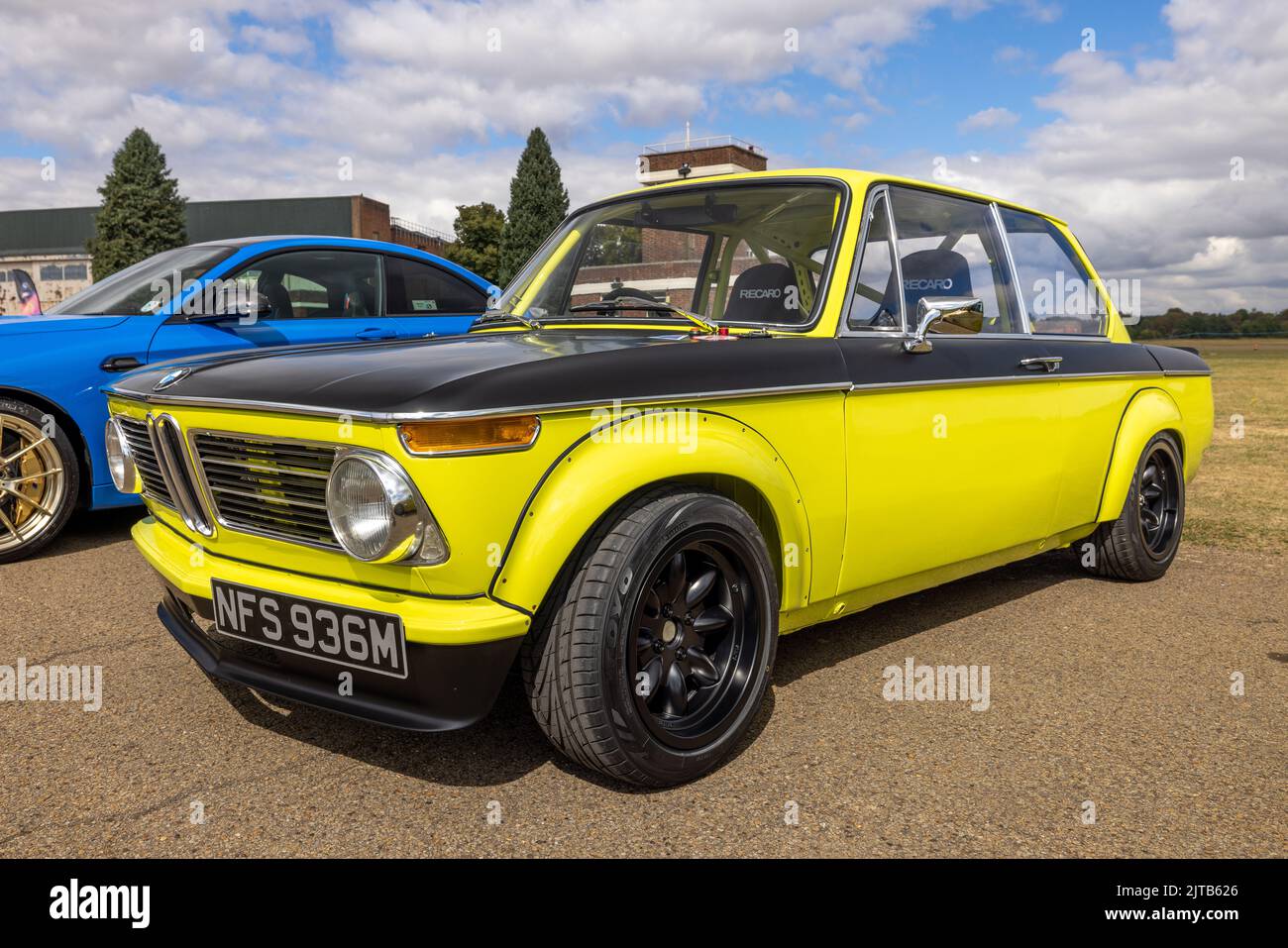 1973 BMW 2002 ‘NFS 936M’ on display at the Bicester Heritage Scramble celebrating 50 years of BMW M Stock Photo