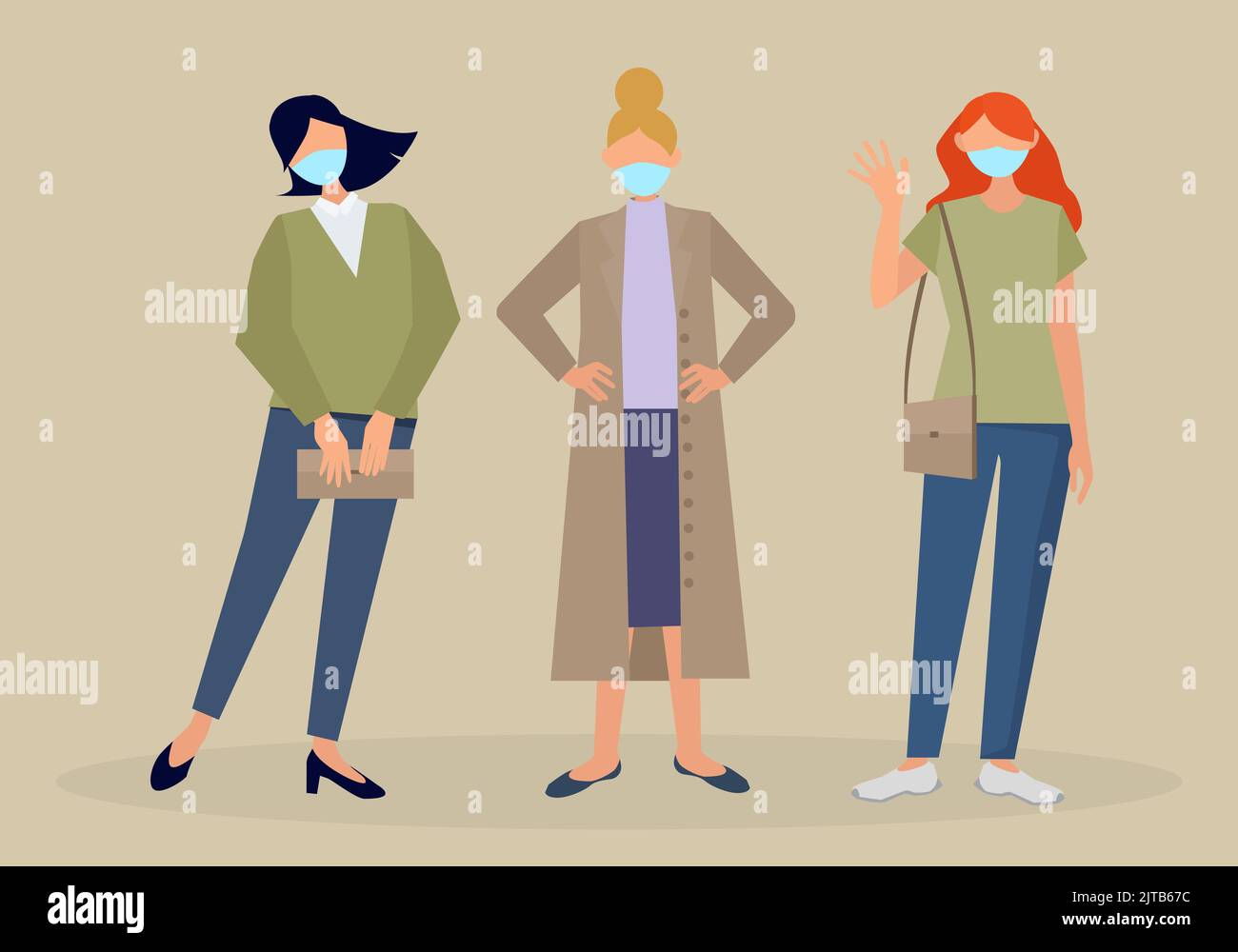 Girls wearing flu masks Stock Vector Images - Alamy