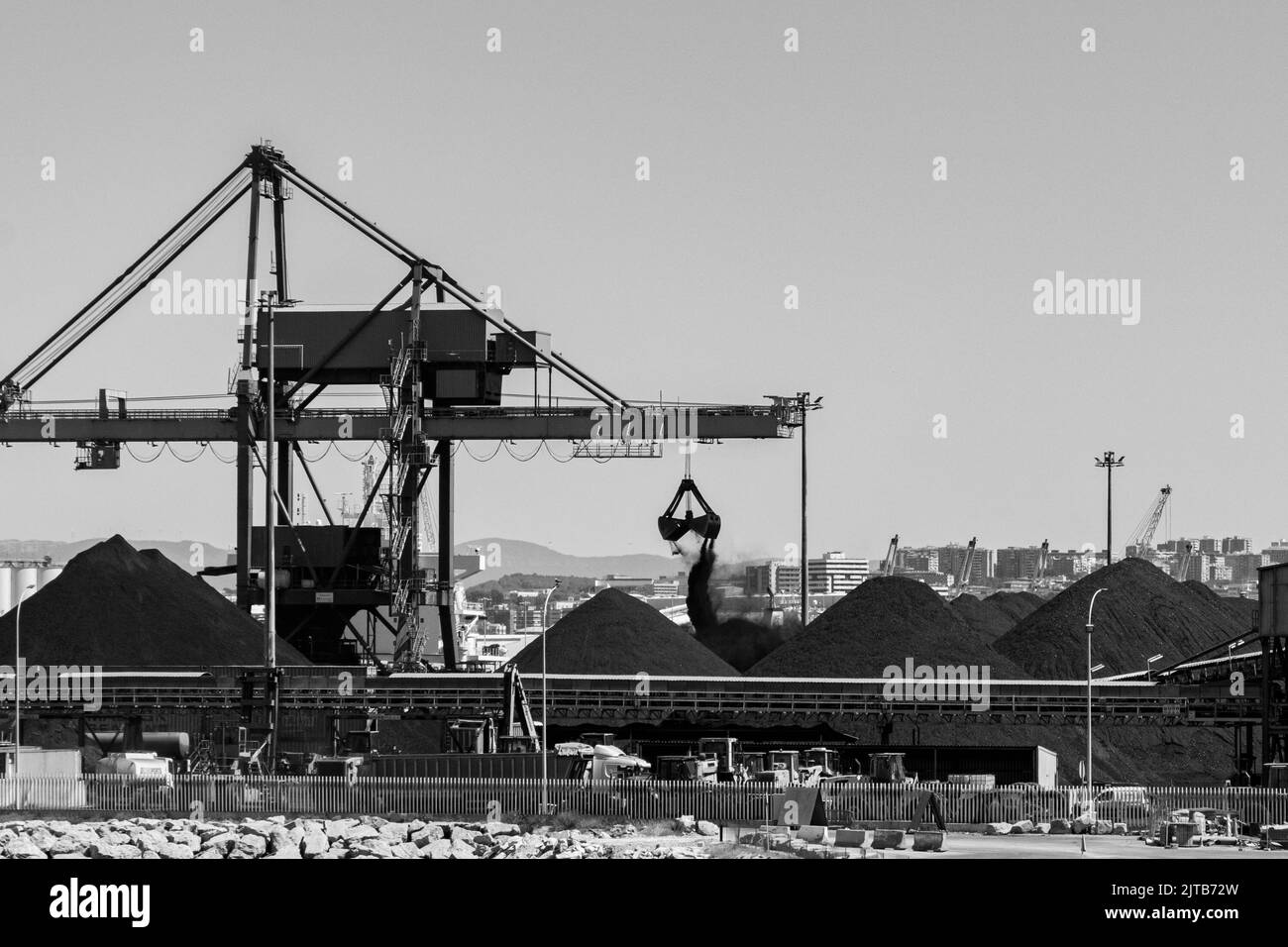 Discharge of residuals from petrochemical industries at the port of Tarragona, Spain Stock Photo