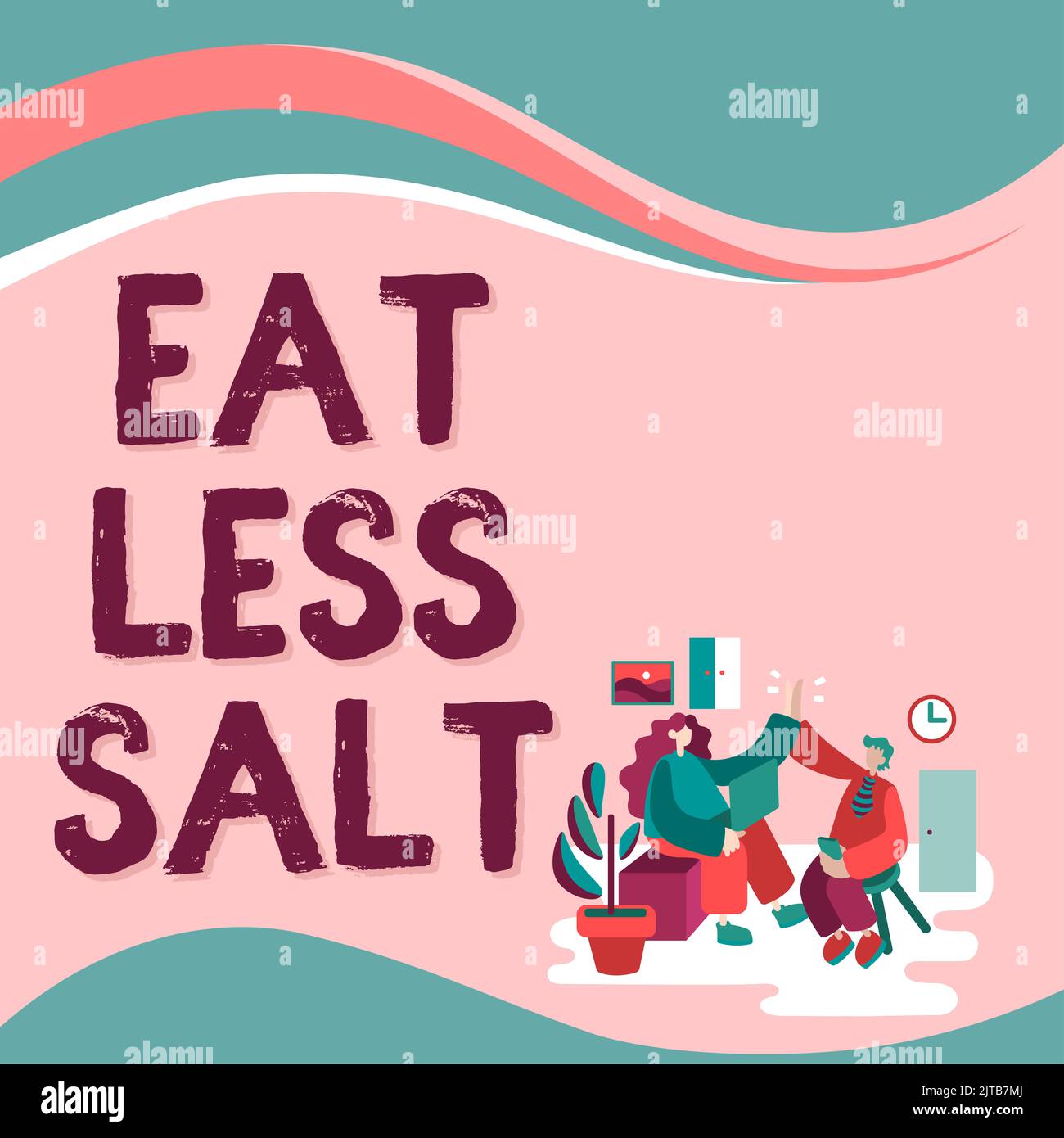 Text showing inspiration Eat Less Salt. Concept meaning Reduce the ...