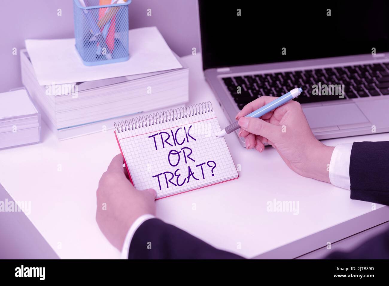 Sign displaying Trick Or Treat. Concept meaning Halloween tradition