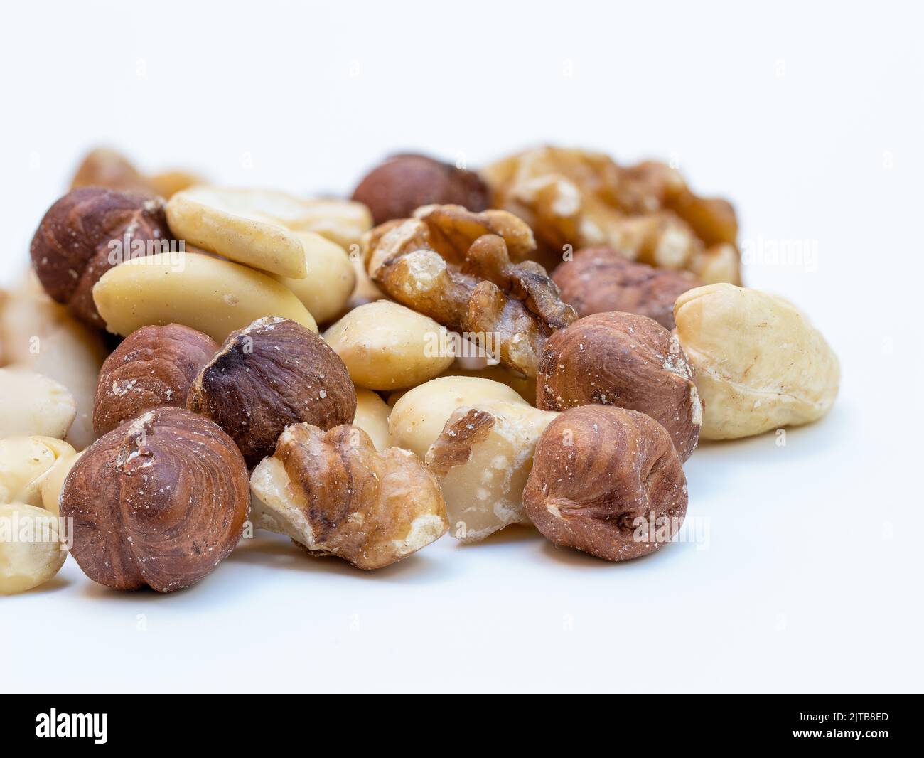 close up of nuts isolated on a white background Stock Photo