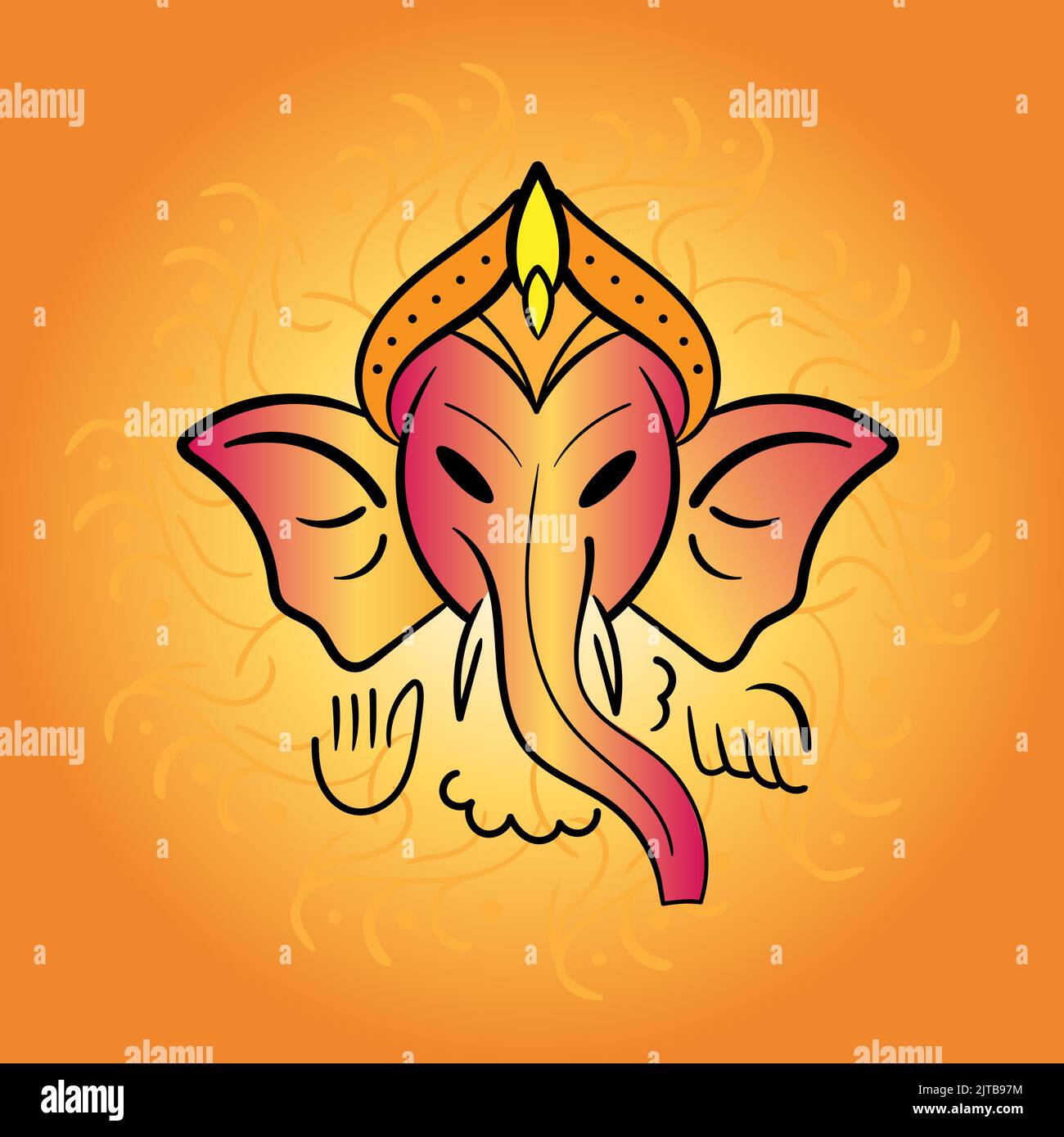 Poster of Happy Ganesh Chaturthi. God Ganesh face. Orange color mandala ...