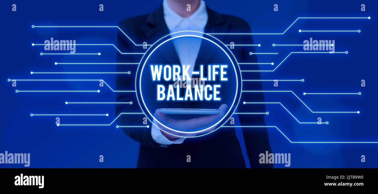 Text sign showing Work Life Balance. Word Written on Division of time ...
