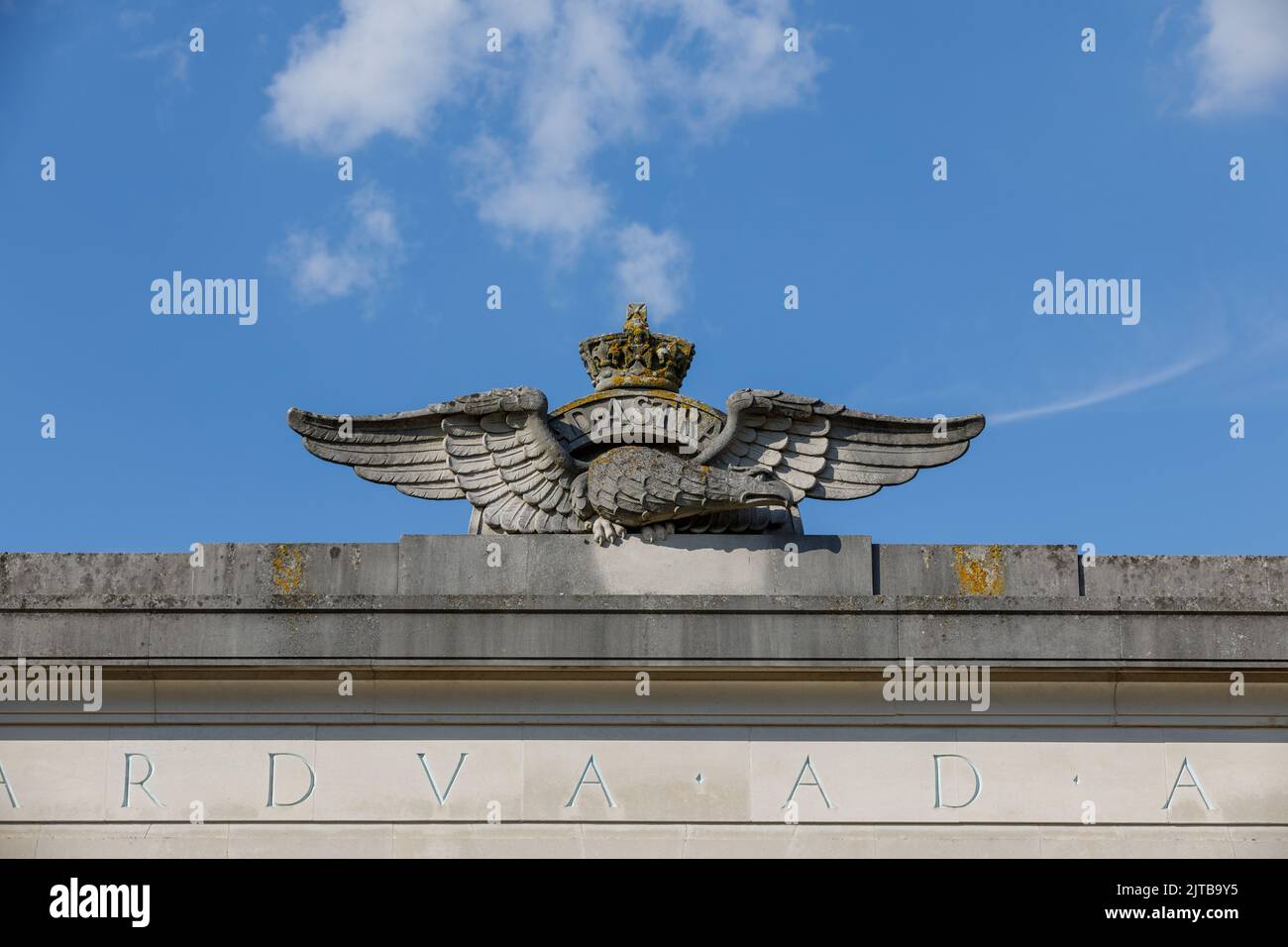 The Royal air Force eagle in stone. RAF crest Stock Photo