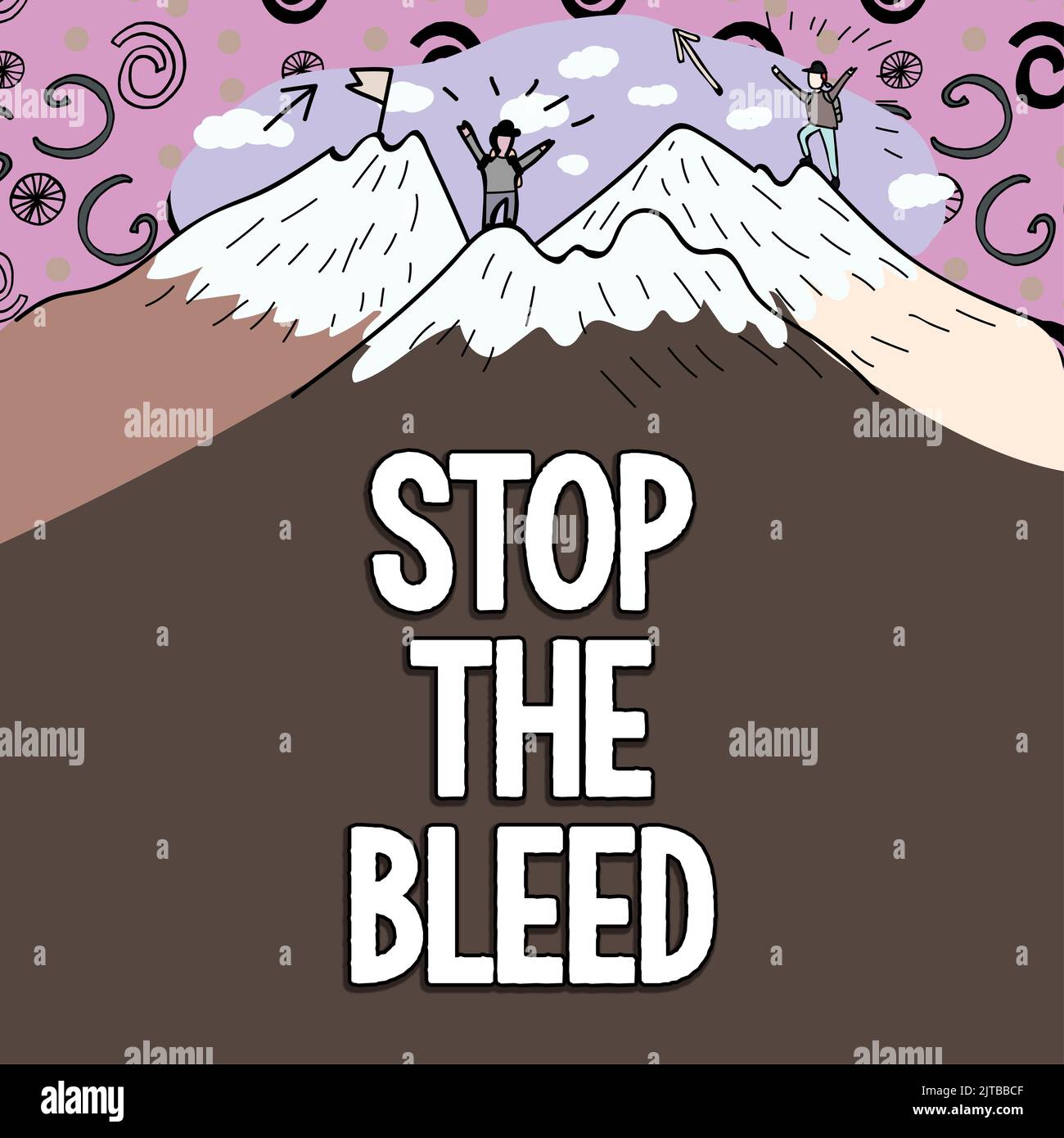 Text caption presenting Stop The Bleed. Business showcase Medical