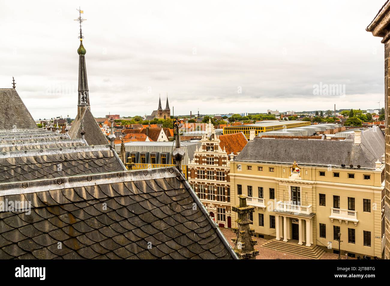 The town hall seen from the steeple of St. Lebuïnus Church Deventer, Netherlands Stock Photo