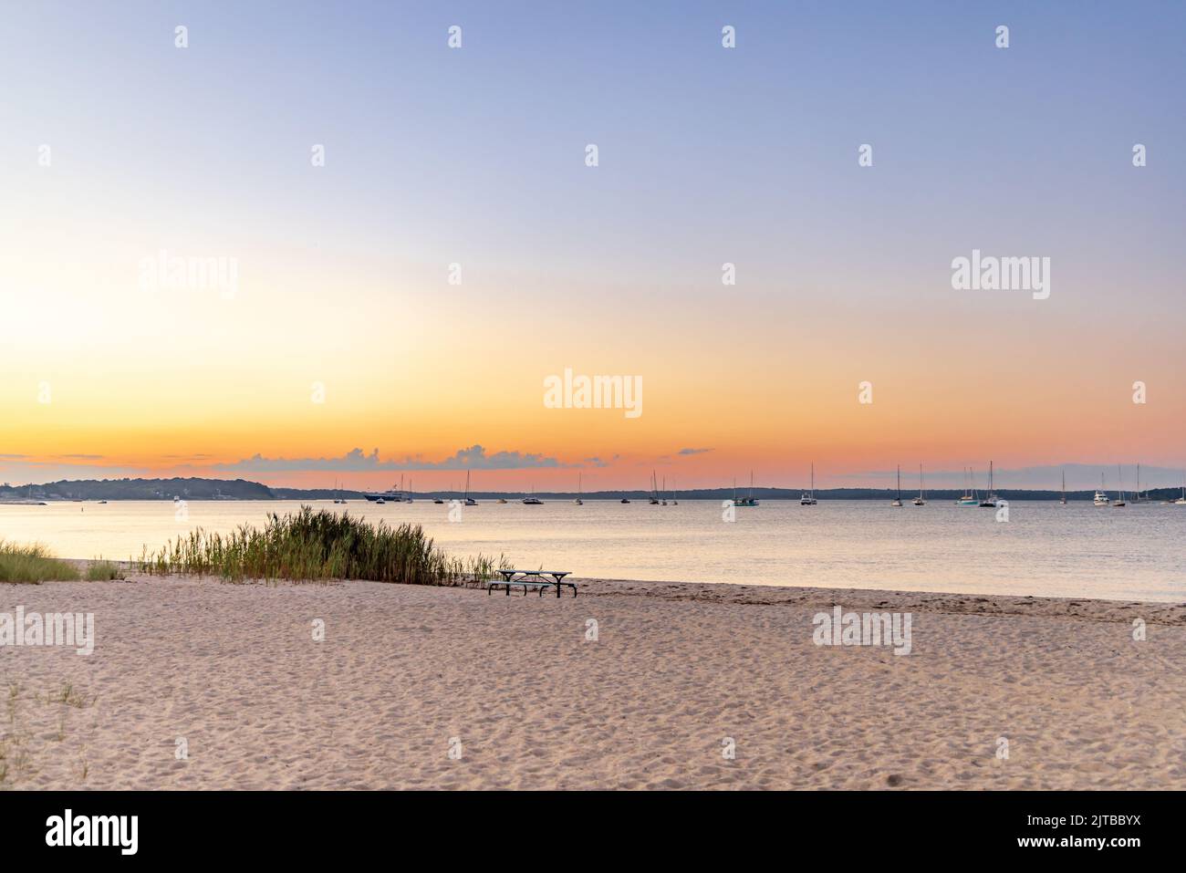 Sunset at Haven's Beach, Sag Harbor, NY  11963 Stock Photo