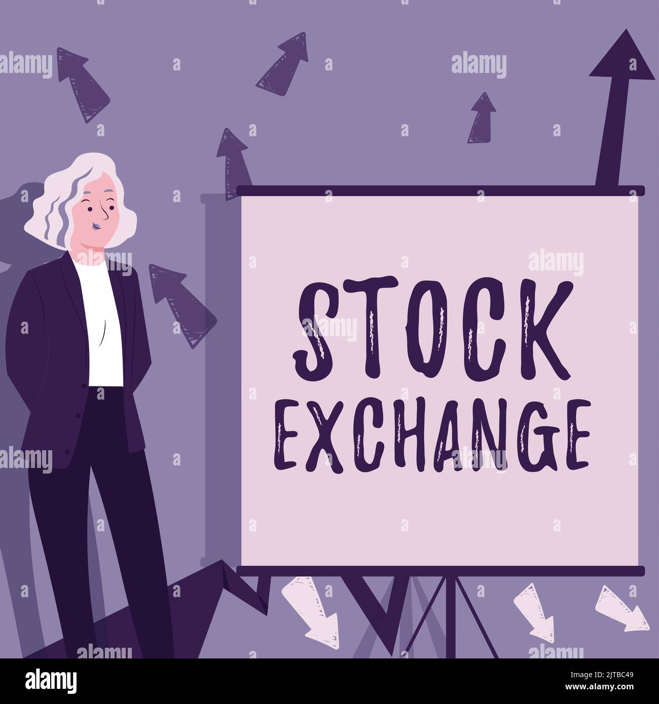 Text caption presenting Stock ExchangeAn electronic market where owners