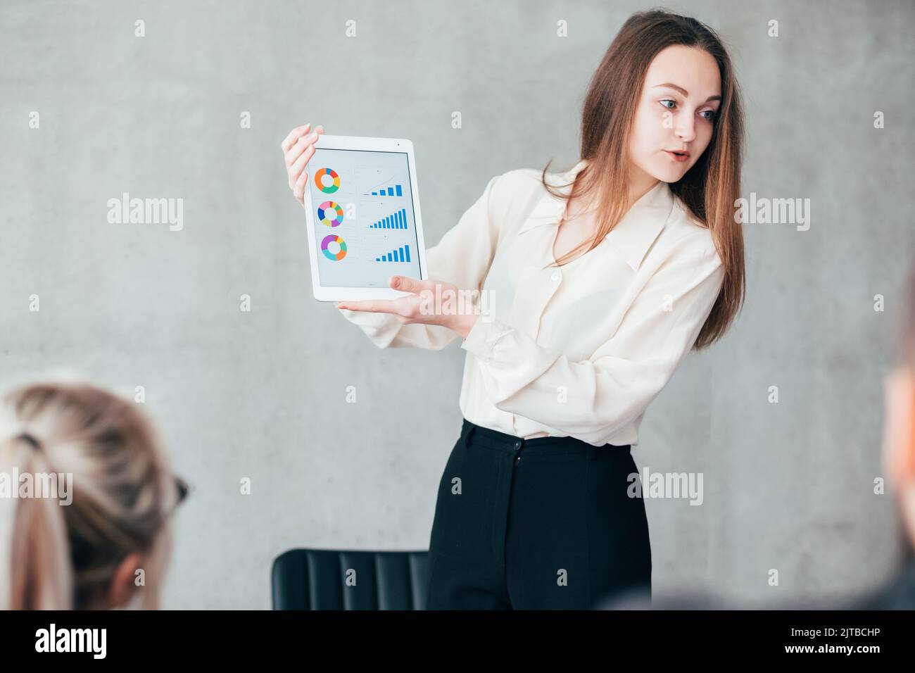 data analysis business matters teamlead tablet Stock Photo