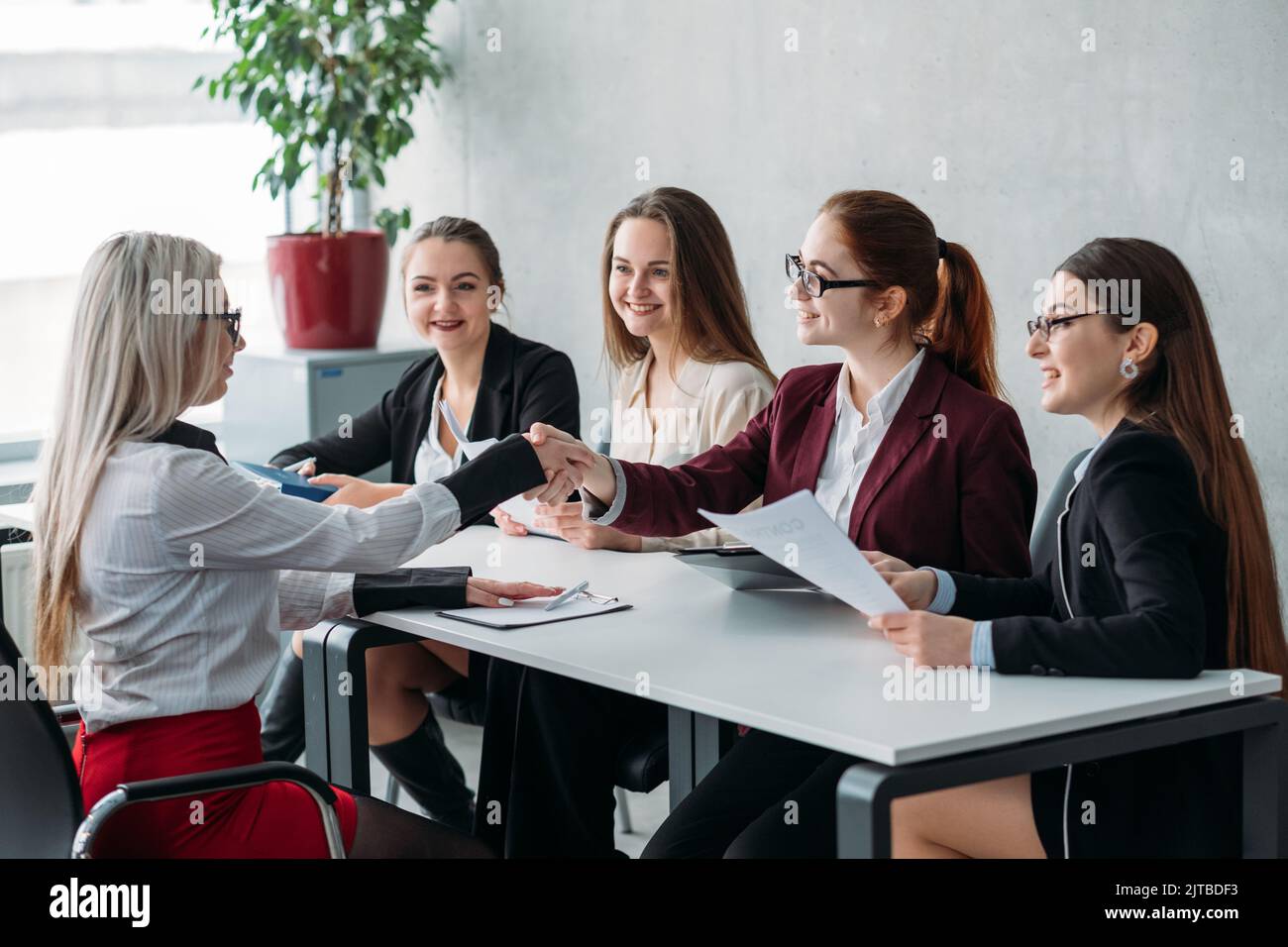 corporate employment hr manager woman applicant Stock Photo