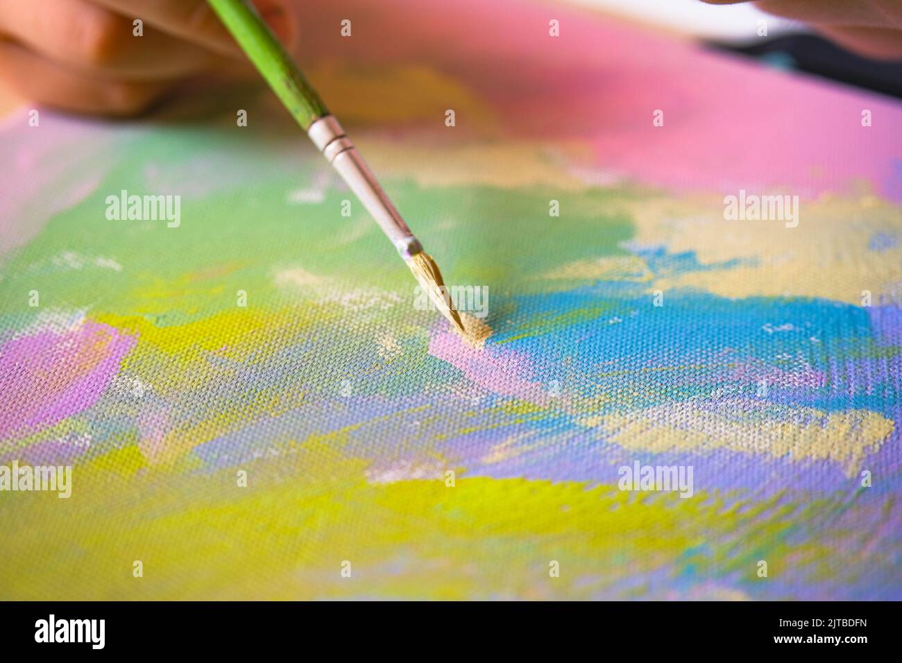Paint brush in acrilic paint. Drawing lesson Stock Photo Alamy