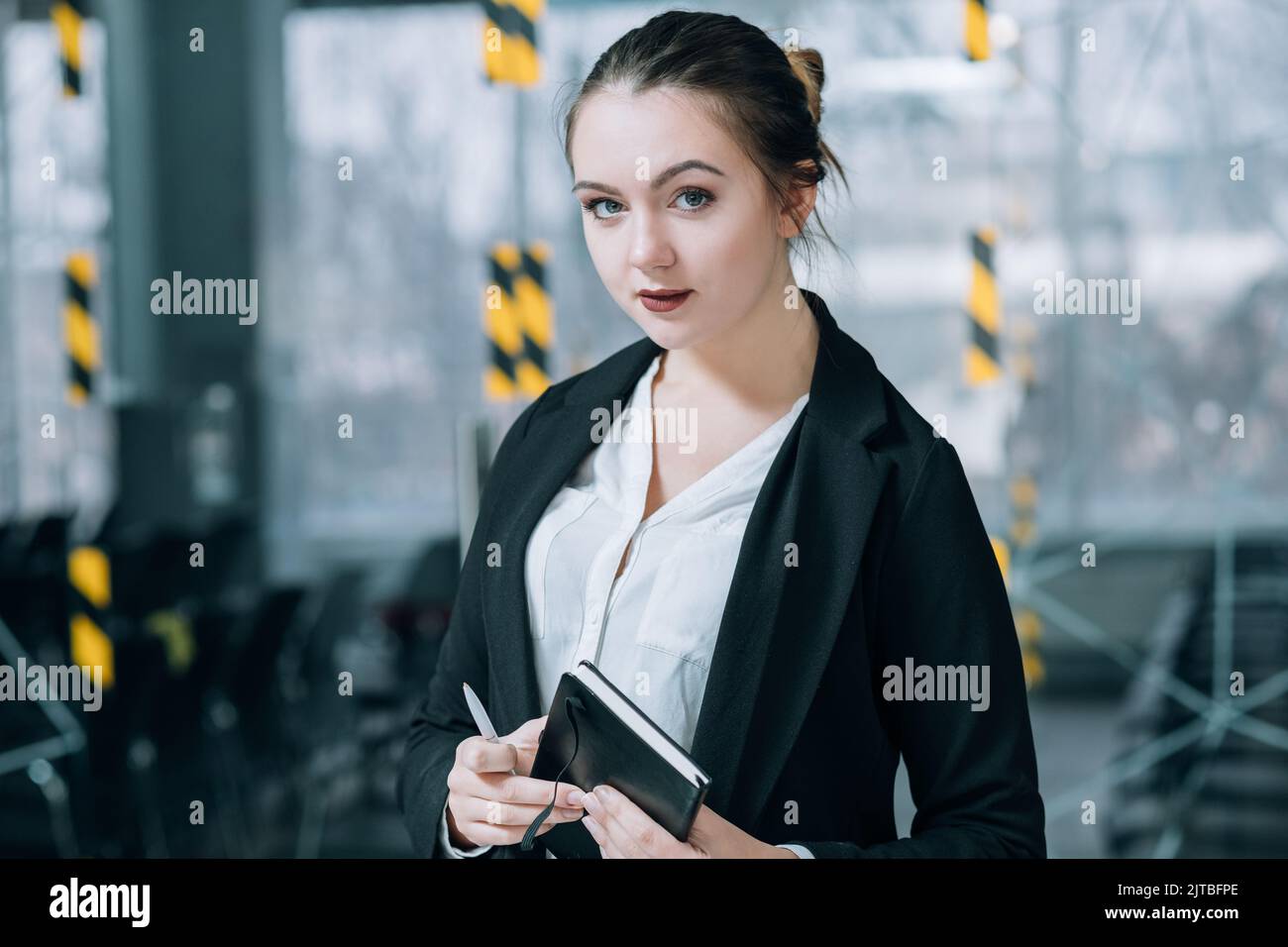 business employee young woman office workspace Stock Photo