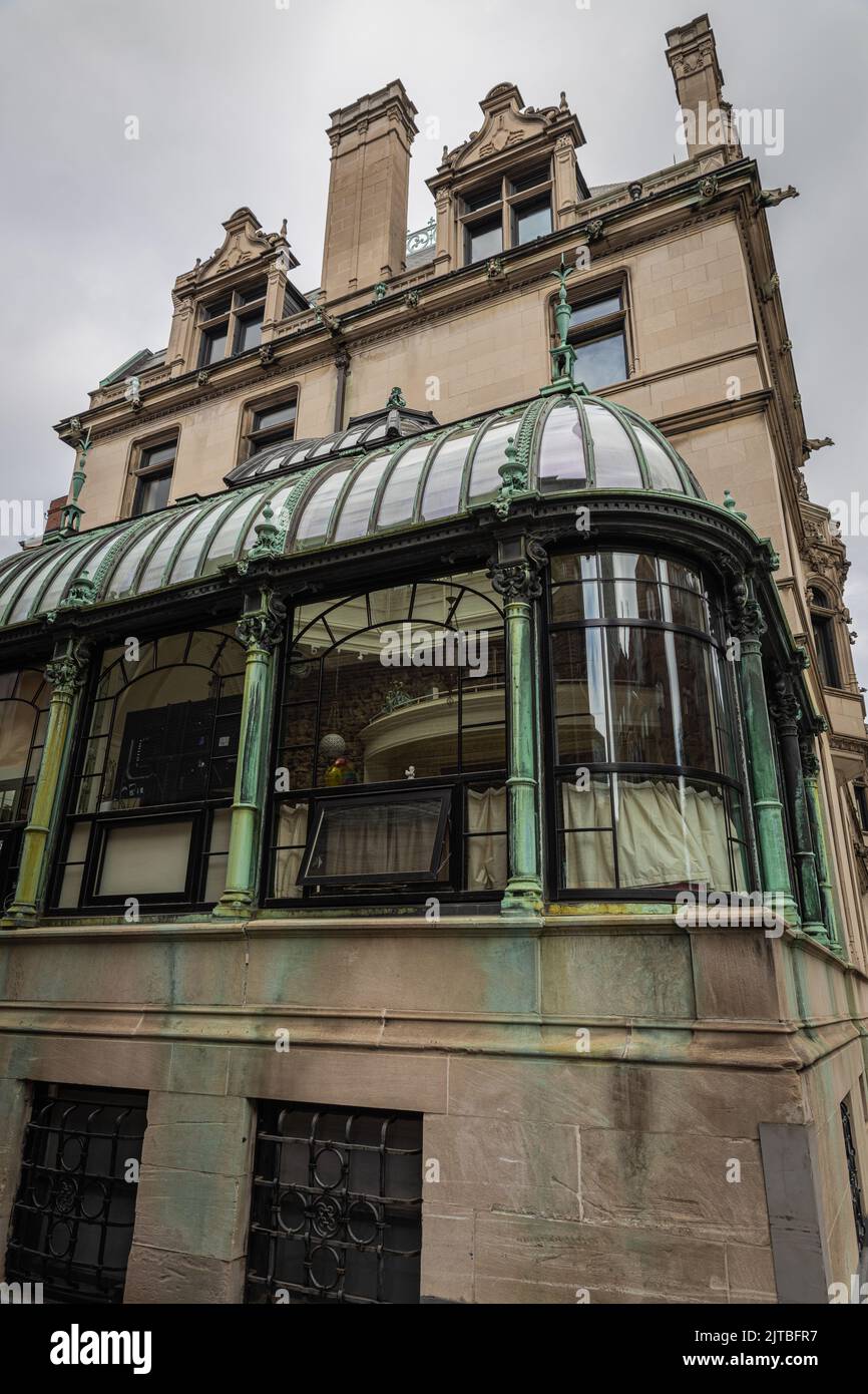An old stone building with copper features in the back bay Stock Photo ...