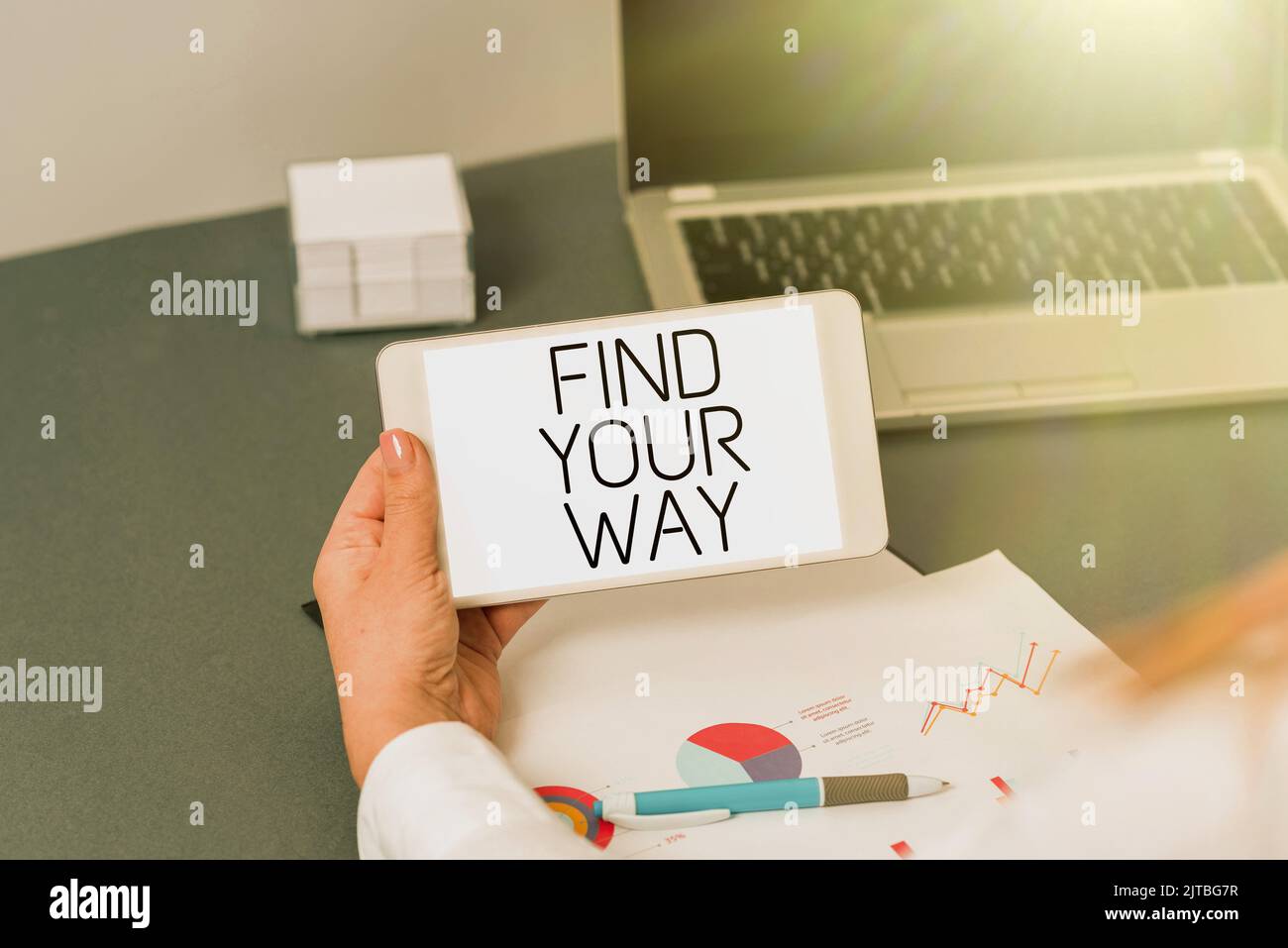 Sign displaying Find Your Way. Conceptual photo Look for personal ...