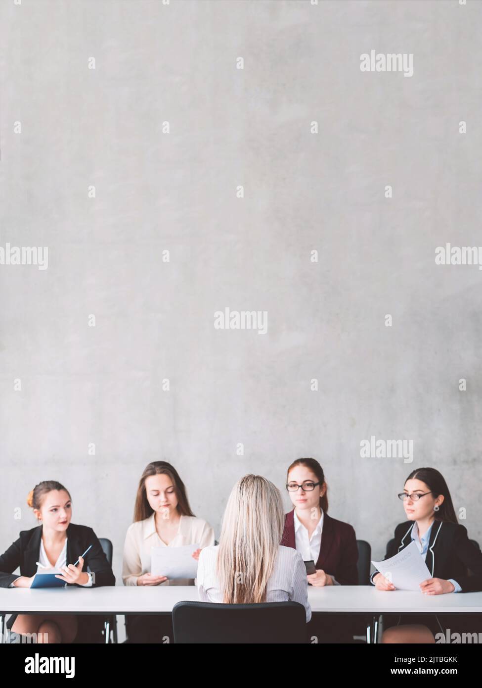 job interview female business support applicant Stock Photo