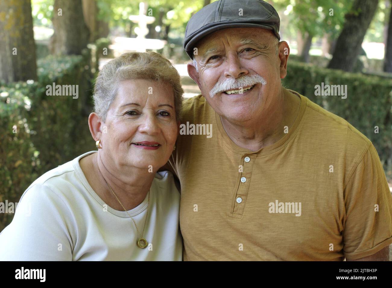 Senior citizens falling in love Stock Photo