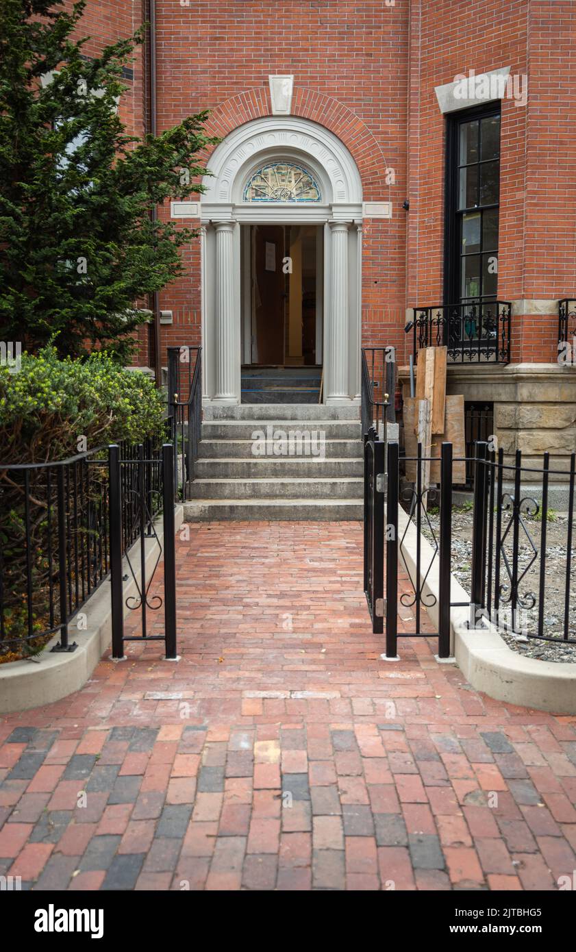 An old brick building under construction in Boston Stock Photo Alamy