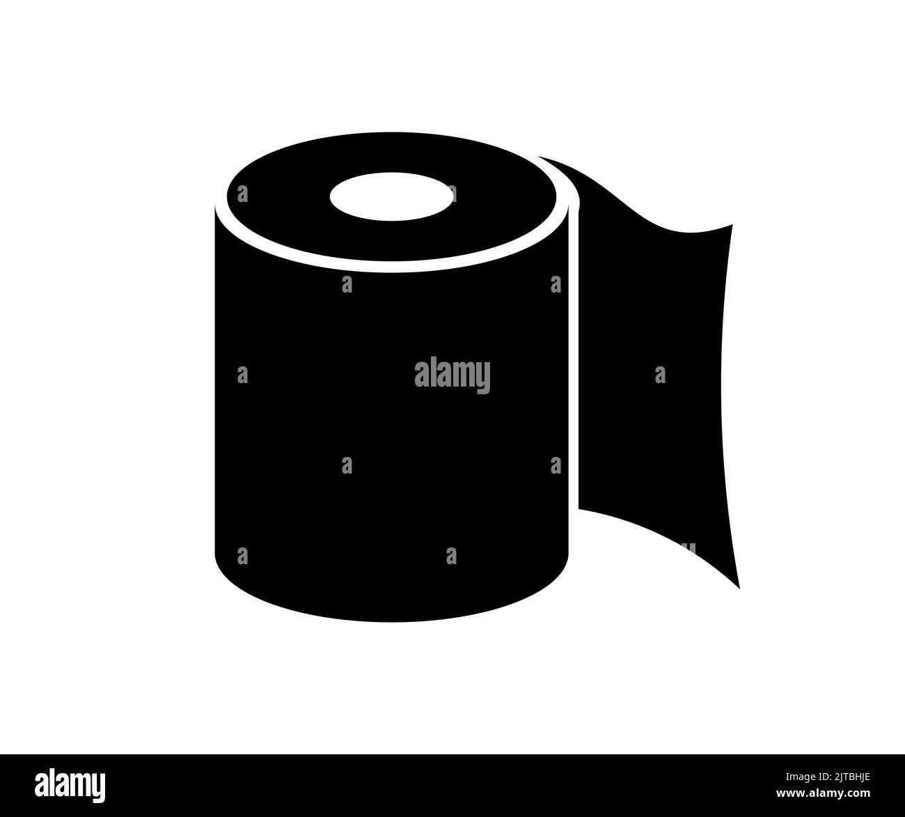 One toilet paper roll icon. White roll of toilet paper. Hank of paper for toilet vector design and illustration. Stock Vector