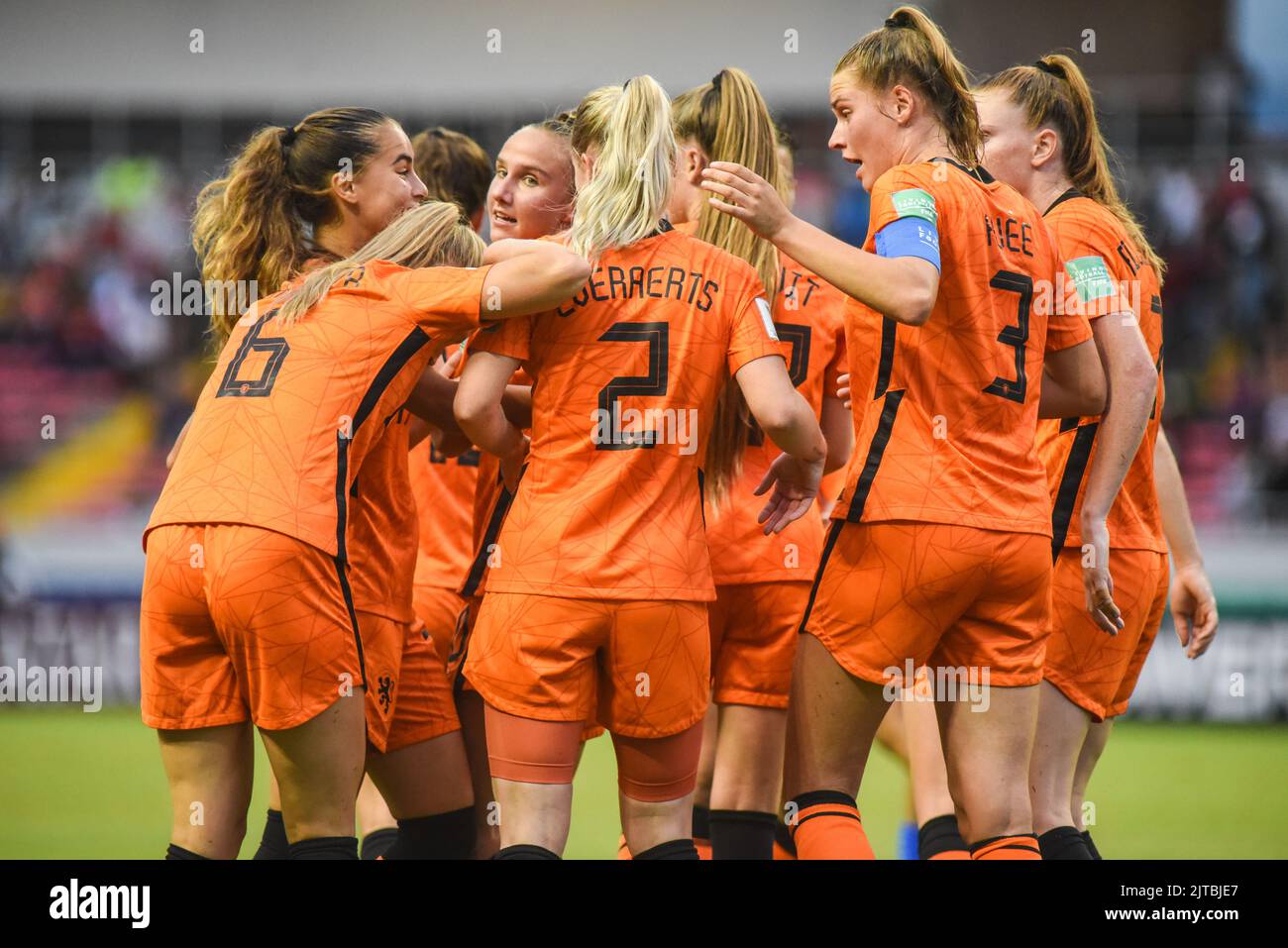 SAN JOSE, Costa Rica Netherland players celebrate goal scored by Rosa