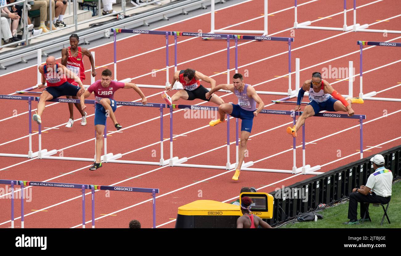 Men 110m Hurdles heat 1 at the World Athletics Championships, Hayward