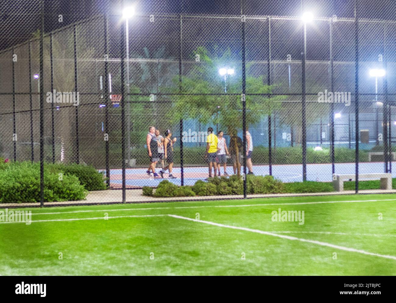 Dubai, UAE 08.16.2022 Youth on the basketball pitch at The pulse