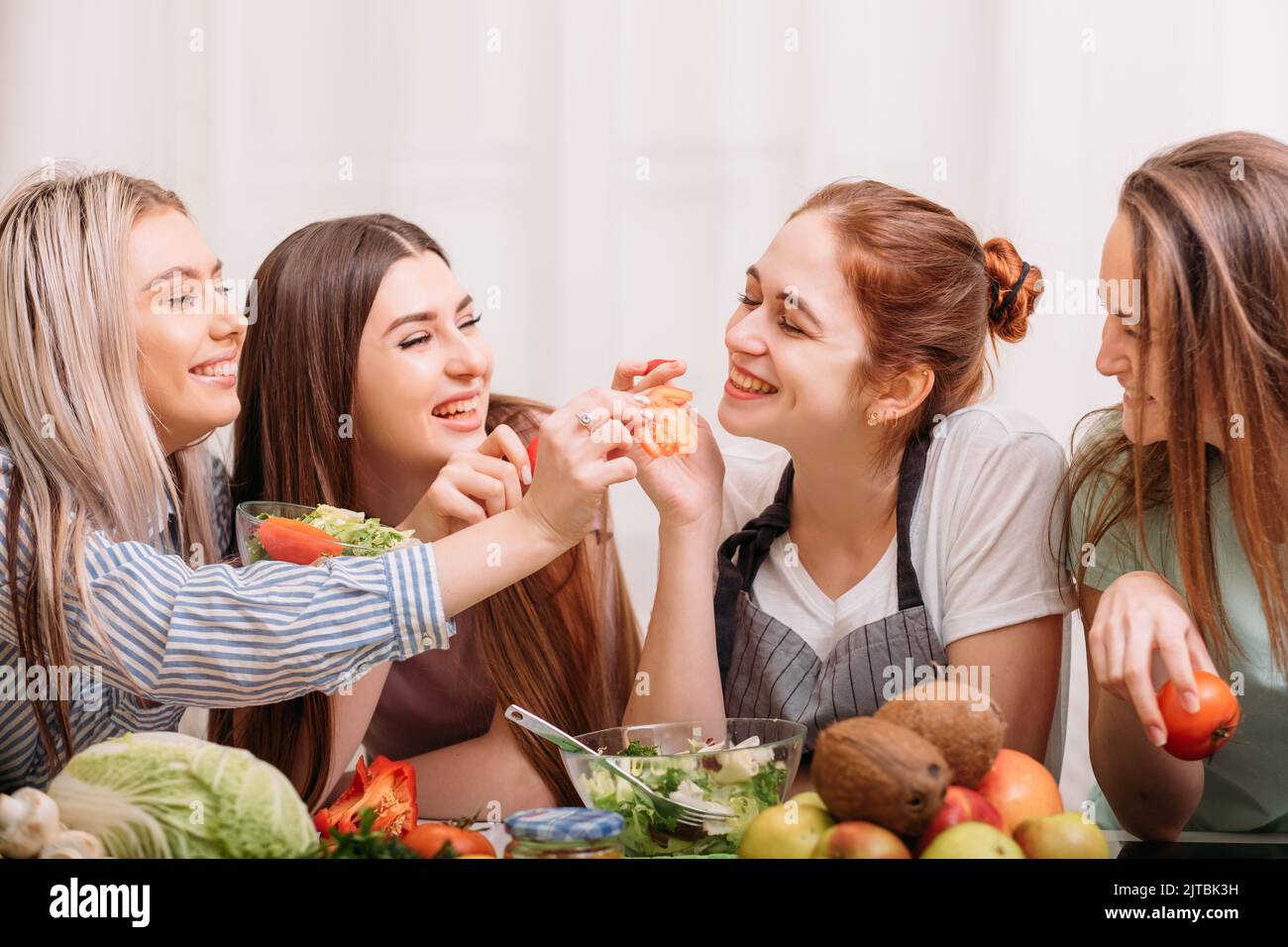 female cooking healthy eating dieting nutrition Stock Photo