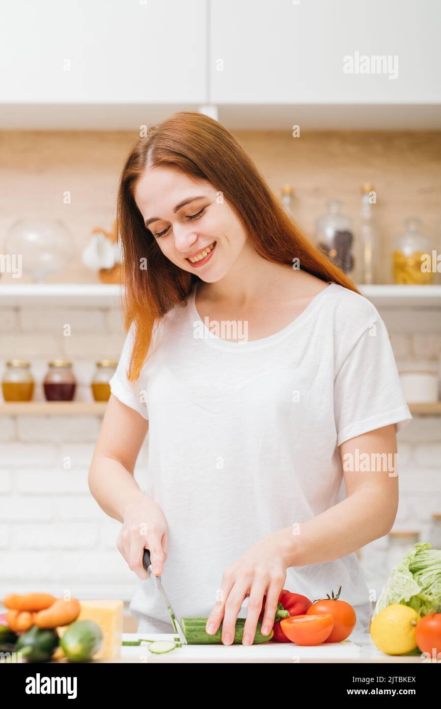 love cooking healthy eating habit woman lifestyle Stock Photo