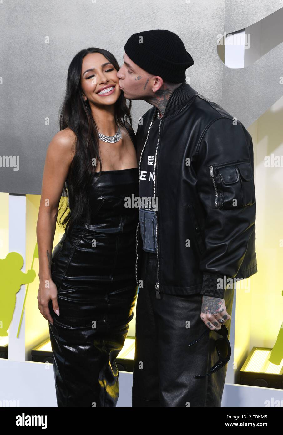 Newark, USA. 28th Aug, 2022. Michele Maturo and Blackbear attend the