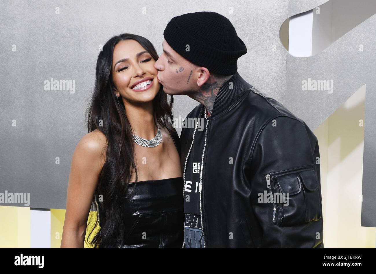 Newark, USA. 28th Aug, 2022. Michele Maturo and Blackbear attend the