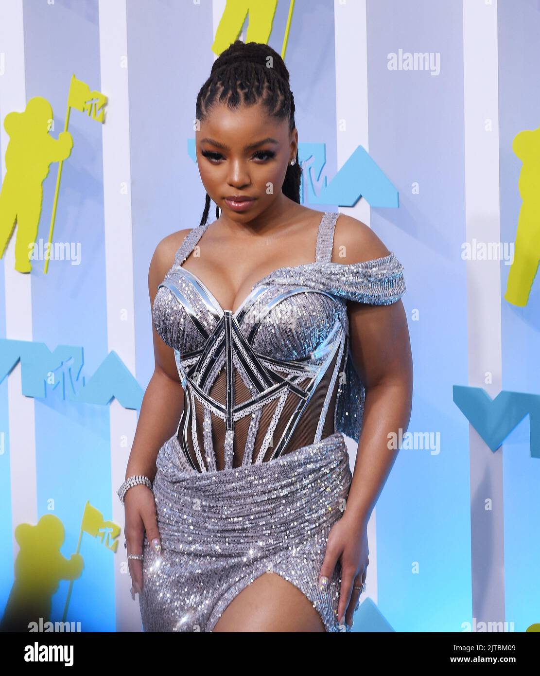 Chloe Bailey attends the 2022 MTV VMAs at Prudential Center on August
