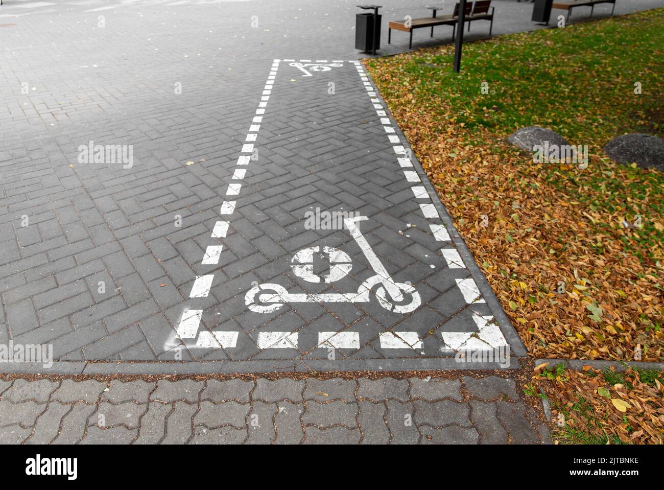 marking of scooter parking spot on city street Stock Photo Alamy