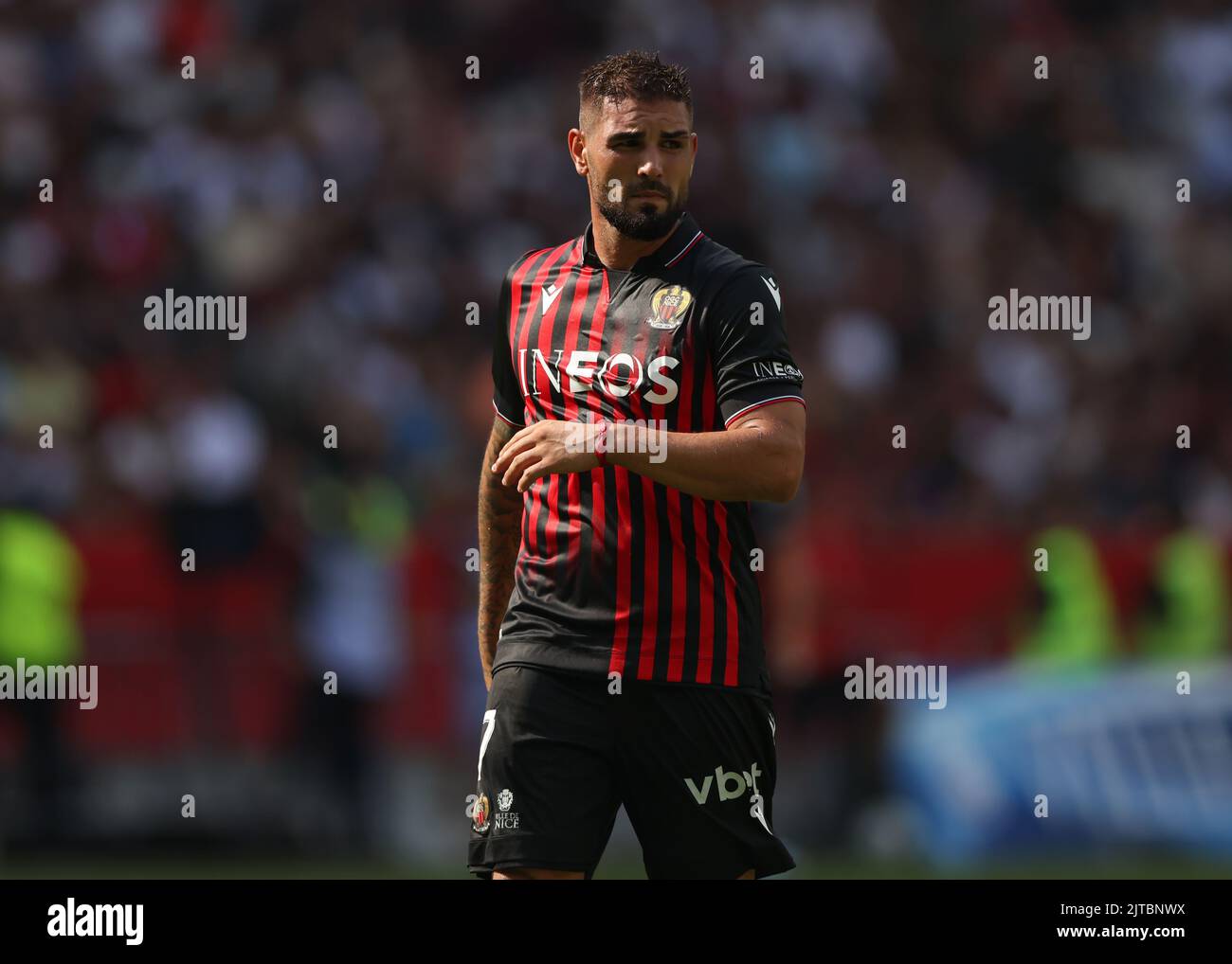 Andy Nice Nice, France, 28th August 2022. Andy Delort of OGC Nice looks on during ...