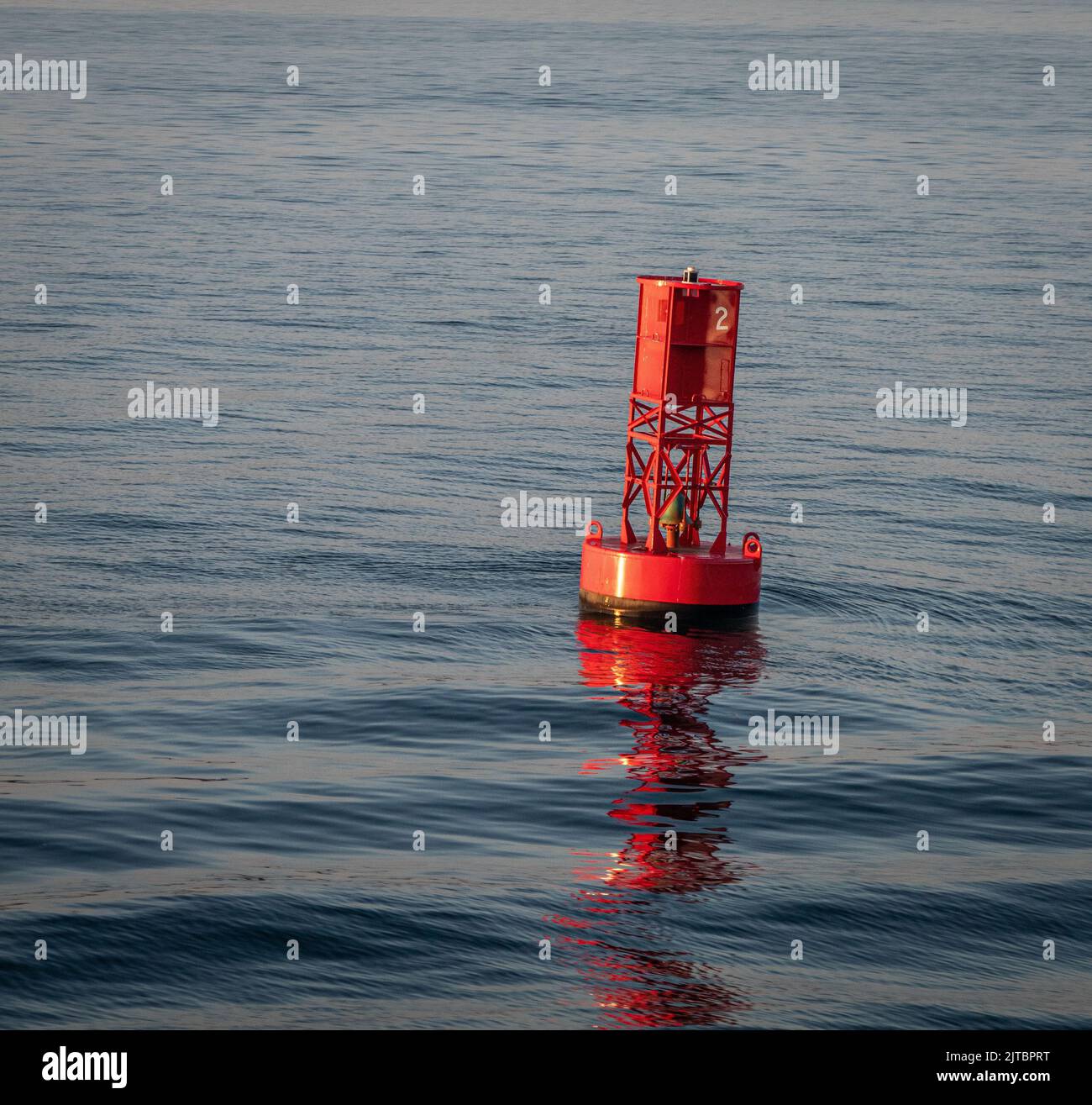 A red buoy off the coast of Cape Cod Stock Photo