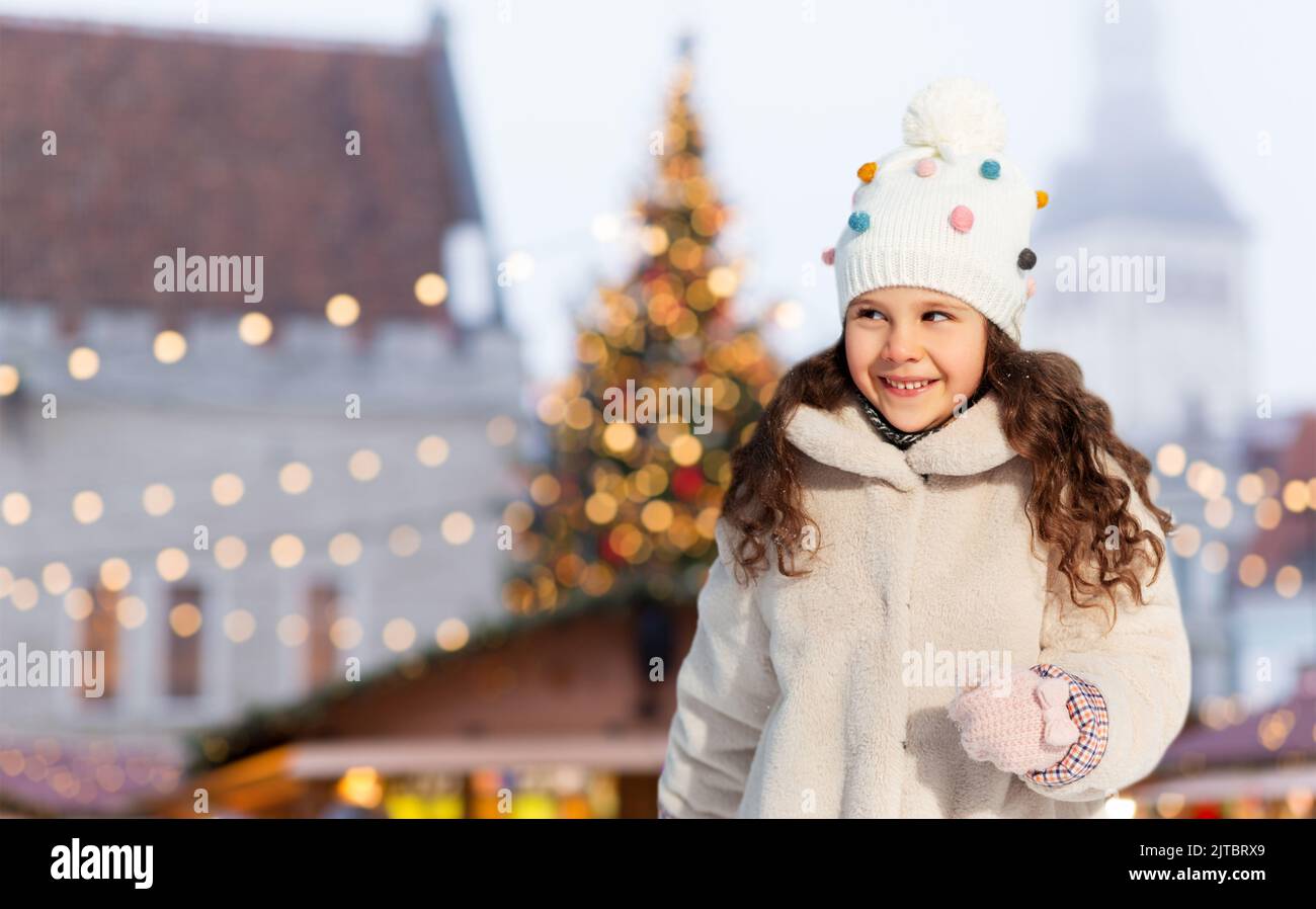 happy little girl in winter clothes outdoors Stock Photo - Alamy