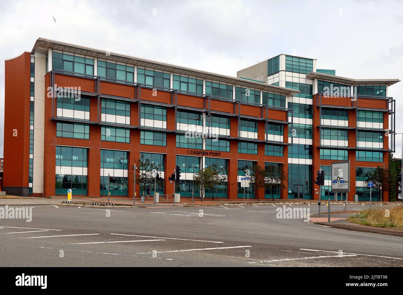 Number One, Caspian Point building, Cardiff Bay, summer 2022 Stock