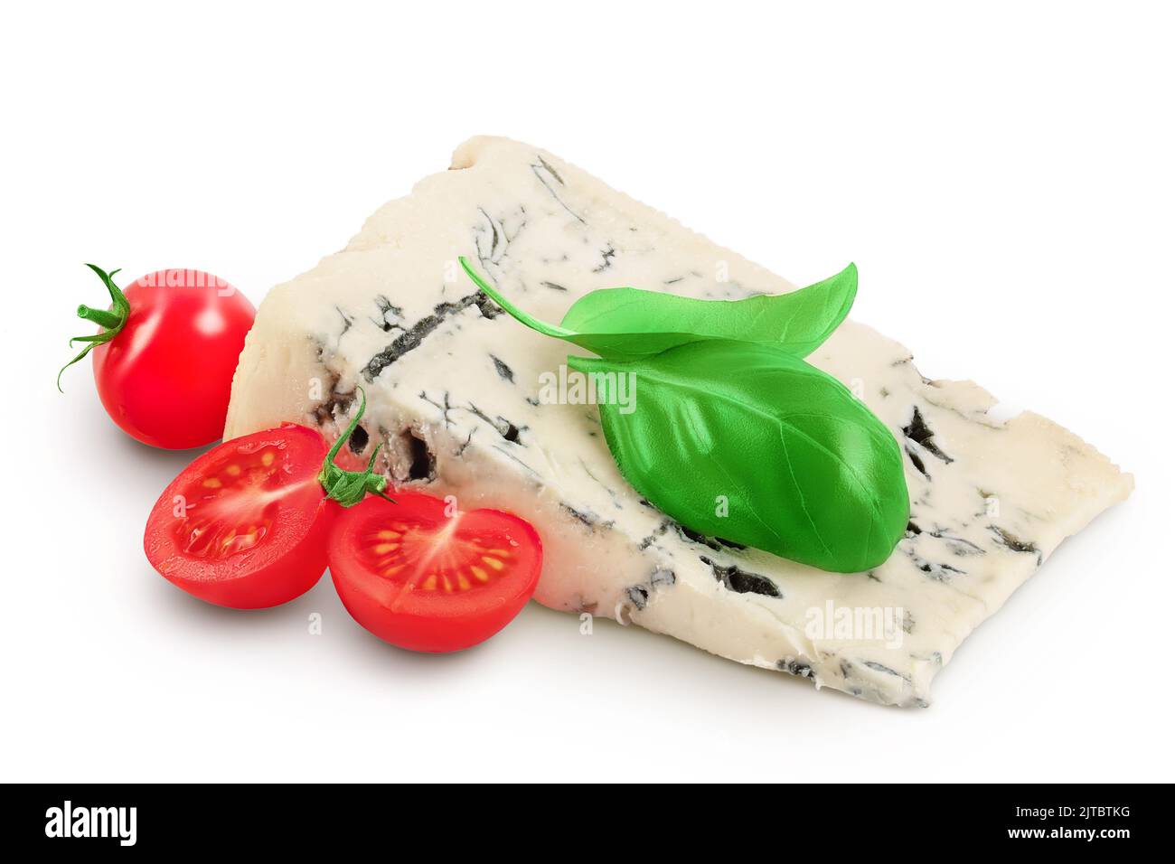Blue cheese isolated on white background with full depth of