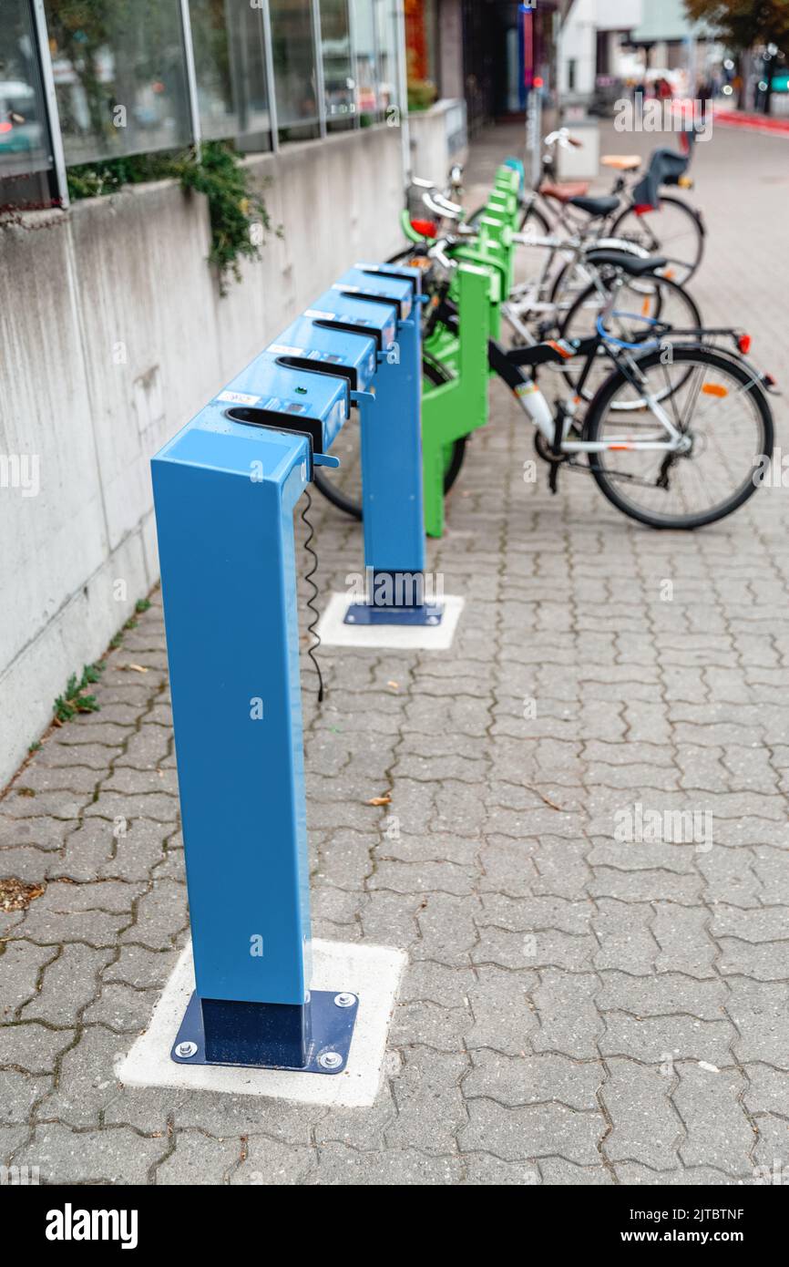 electric scooter parking and charging station Stock Photo Alamy
