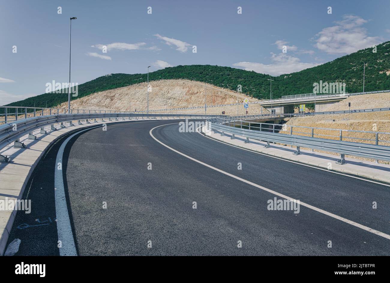 Expressway on the Peljesac peninsula under construction Stock Photo