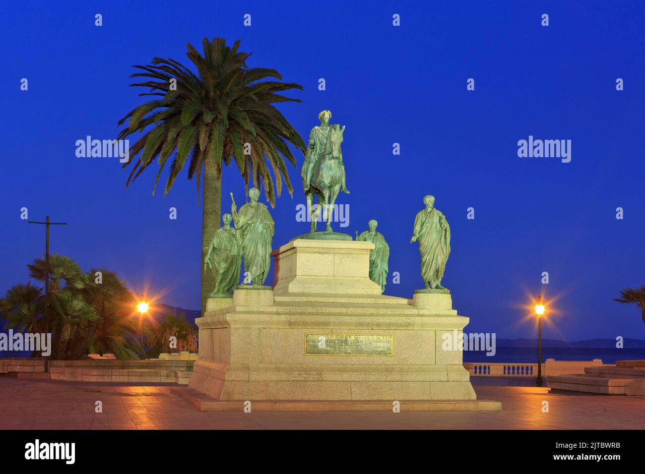 Equestrian monument to French Emperor Napoleon I (1769-1825) and his four brothers (1865) in Ajaccio (Corse-du-Sud) on the island of Corsica, France Stock Photo