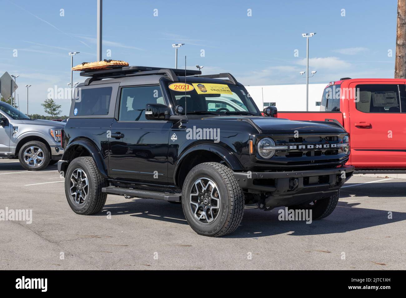 Muncie Circa August 2022 Used Ford Bronco display at a dealership