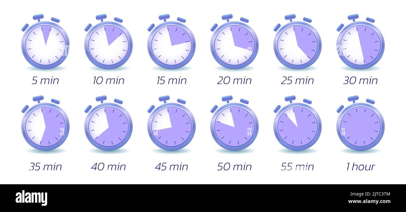 Timer clock Stopwatch 5 minute to 1 hours isolated set icons Label cooking  time Vector illustration Label measure time Cooking time and more Stock  Vector Image & Art - Alamy