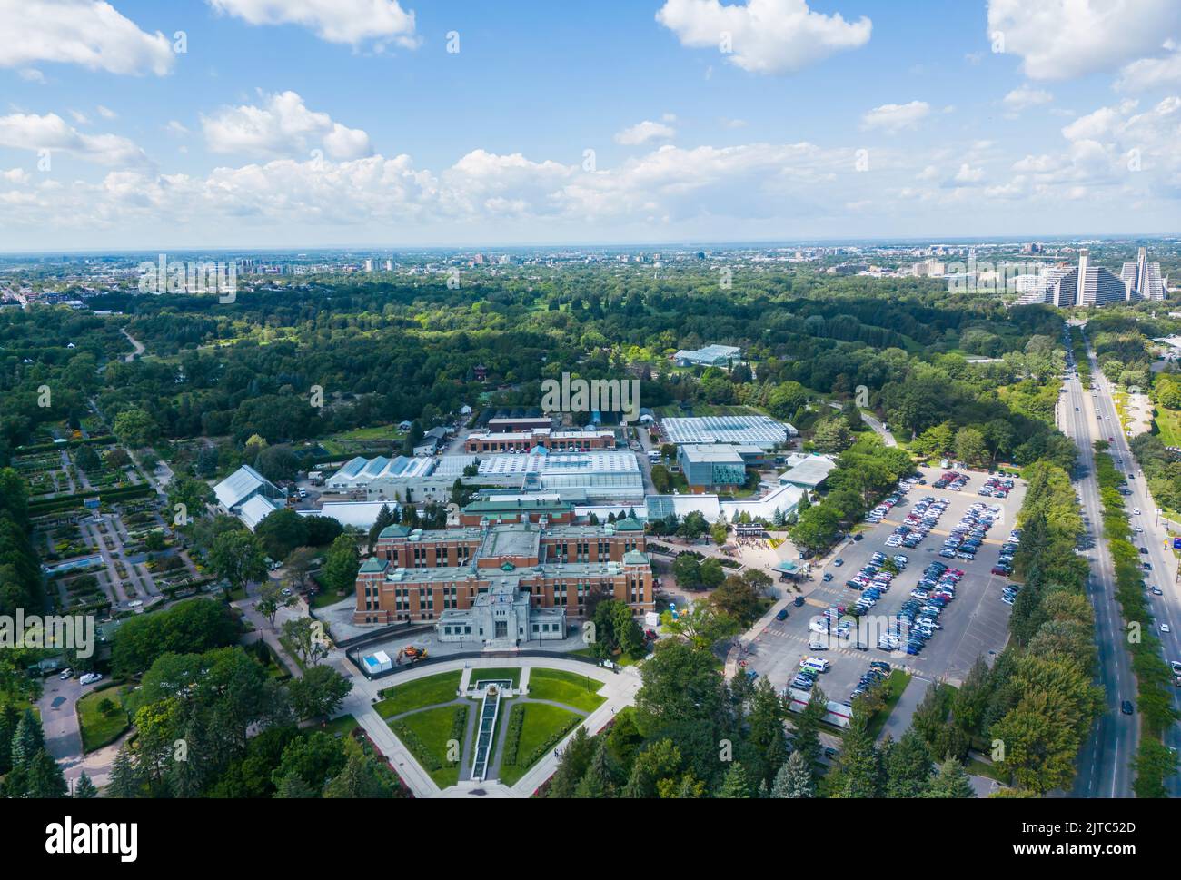 Aerial view of Montreal Botanical Garden in summer Stock Photo