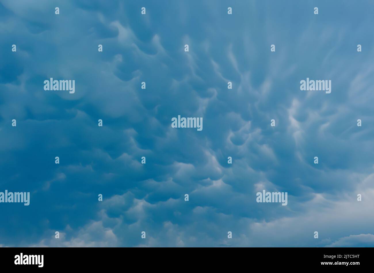Spectacular cumulonimbus mamma clouds Stock Photo