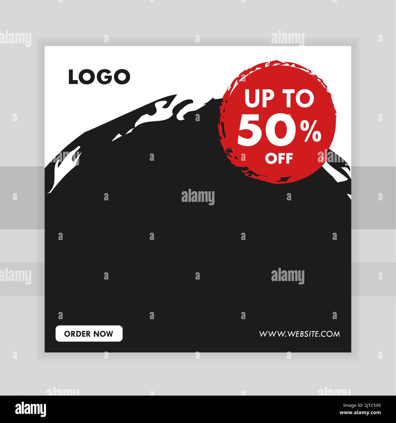 Food Social Media Post Design Promotional Banner Restaurant Square Template Stock Vector